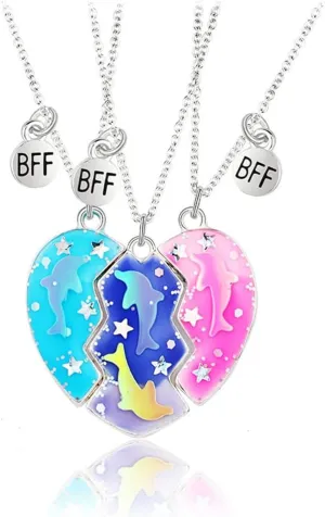 DOYYCA Friendship Necklace Best Friend Necklace for 3 Girls Magnetic Matching Heart Pendant BFF Necklaces for Sister