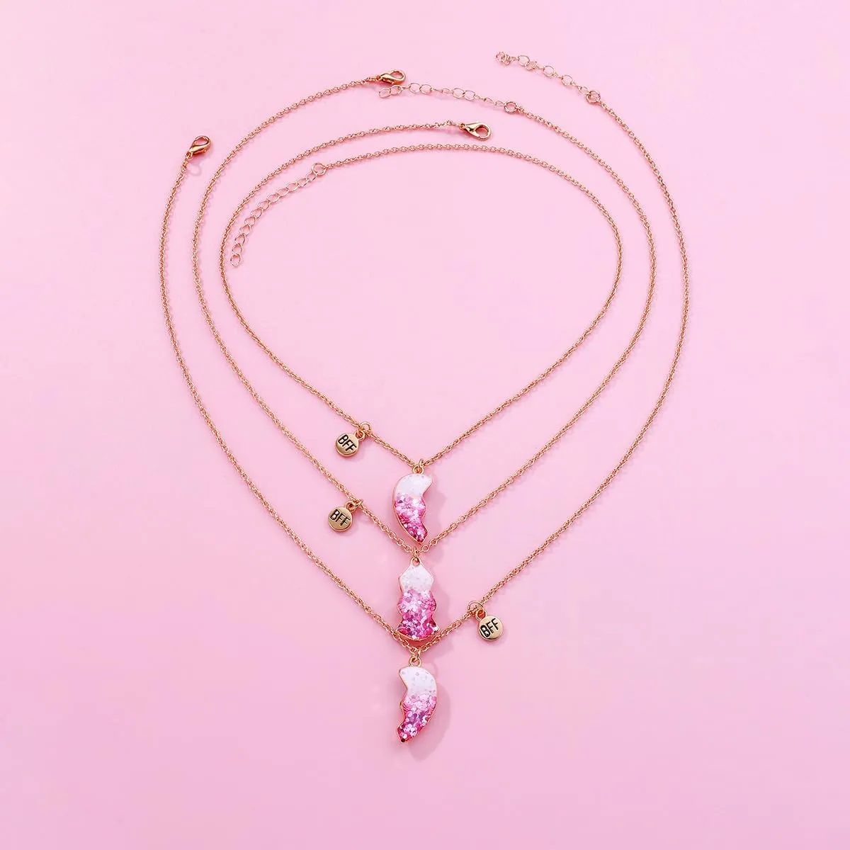 DOYYCA Friendship Necklace Best Friend Necklace for 3 Girls Magnetic Matching Heart Pendant BFF Necklaces for Sister