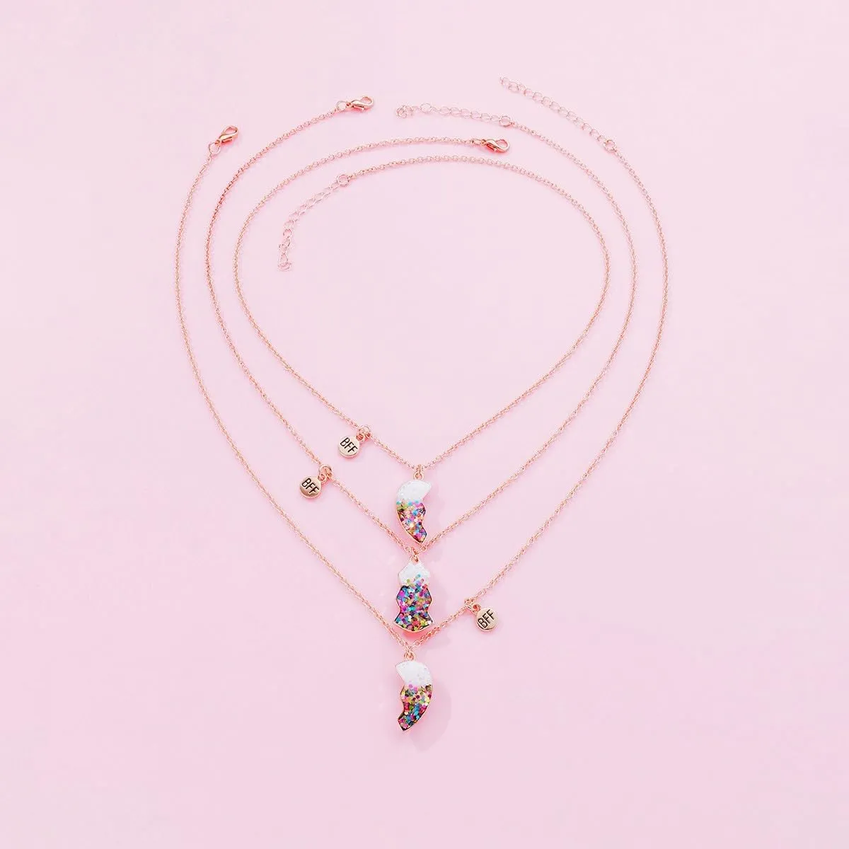 DOYYCA Friendship Necklace Best Friend Necklace for 3 Girls Magnetic Matching Heart Pendant BFF Necklaces for Sister