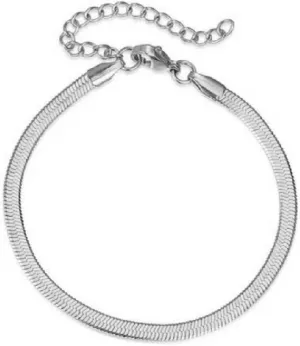 Dreamtimes Herringbone Flat Snake Magic Chain Bracelet Vintage Shiny Chain for Men and Women Herringbone Bracelets Dainty Simple Stackable Bracelet