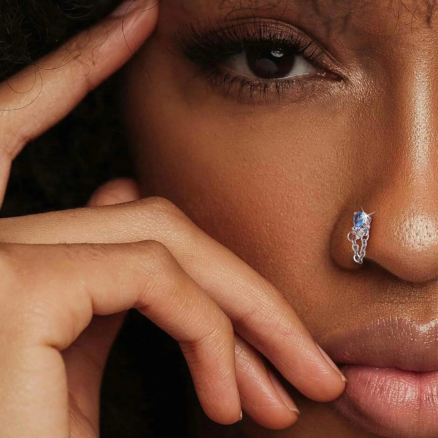 Drperfect Nose Rings L Shaped Nose Studs Ring Hypoallergenic Stainless Steel Nose Ring-Dangle CZ Butterfly Flower Nose Studs Hoops Piercings Jewelry Gift for Women Men 20G Pink/Blue/Clear