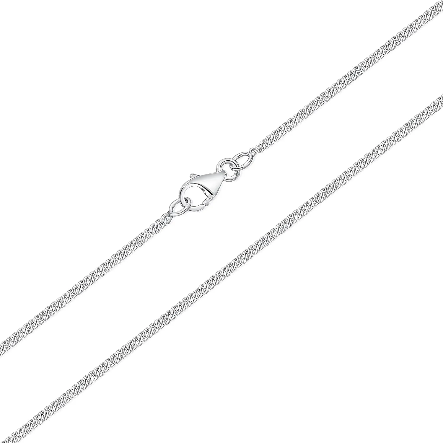 DTPsilver 925 Sterling Silver Very/Thin Curb Chain/Necklace - Spring Ring or Lobster Clasp - Width: 1.2/1.5/2 mm - Length: 16," 18," 20," 22," 24" Inches