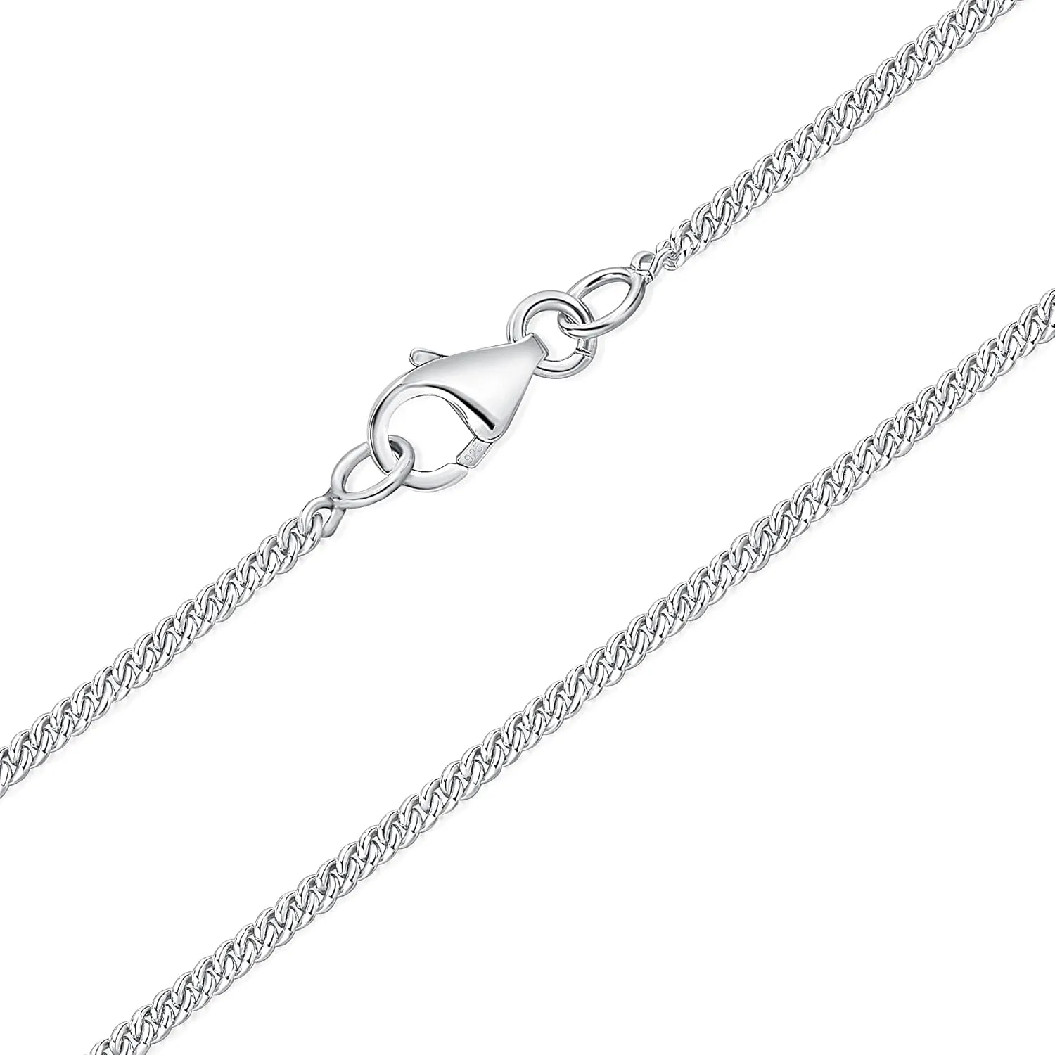 DTPsilver 925 Sterling Silver Very/Thin Curb Chain/Necklace - Spring Ring or Lobster Clasp - Width: 1.2/1.5/2 mm - Length: 16," 18," 20," 22," 24" Inches