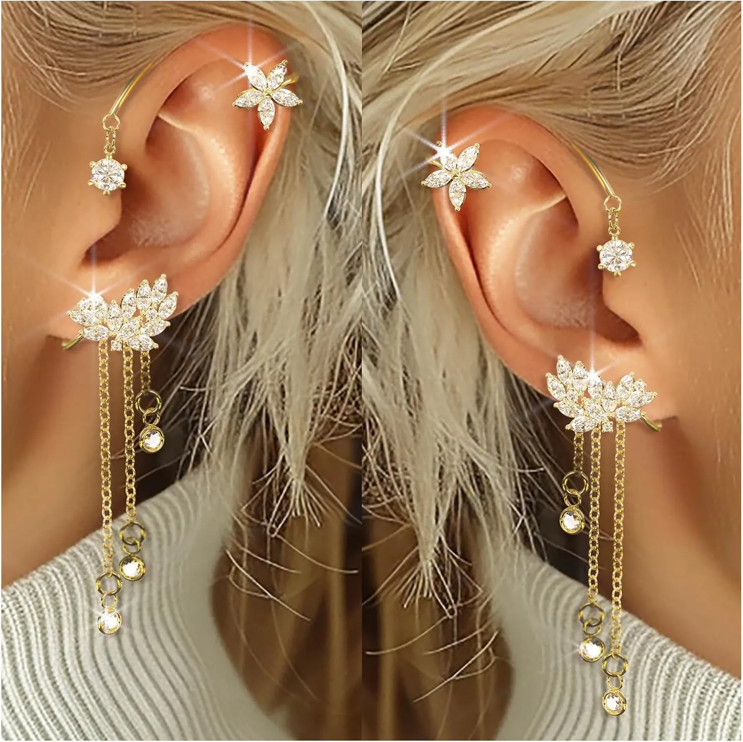 Ear Cuffs Pierceless Earrings for Women and Ladies