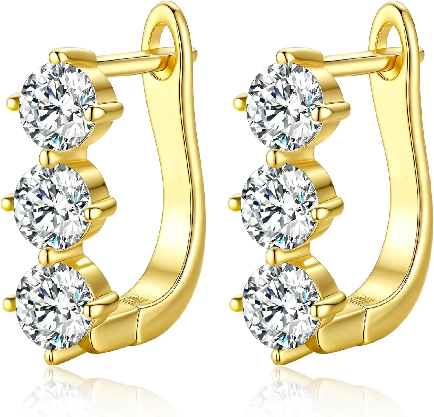 Earrings for Woman Man, Anniversary Birthday Gifts for Wife and Husband, 1.8 carat-3.0 carat 18K Gold Plated Hoop Earrings, Woman's & Unisex Moissanite Earrings, Birthday Gifts for Her