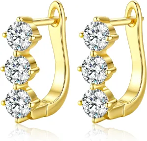 Earrings for Woman Man, Anniversary Birthday Gifts for Wife and Husband, 1.8 carat-3.0 carat 18K Gold Plated Hoop Earrings, Woman's & Unisex Moissanite Earrings, Birthday Gifts for Her