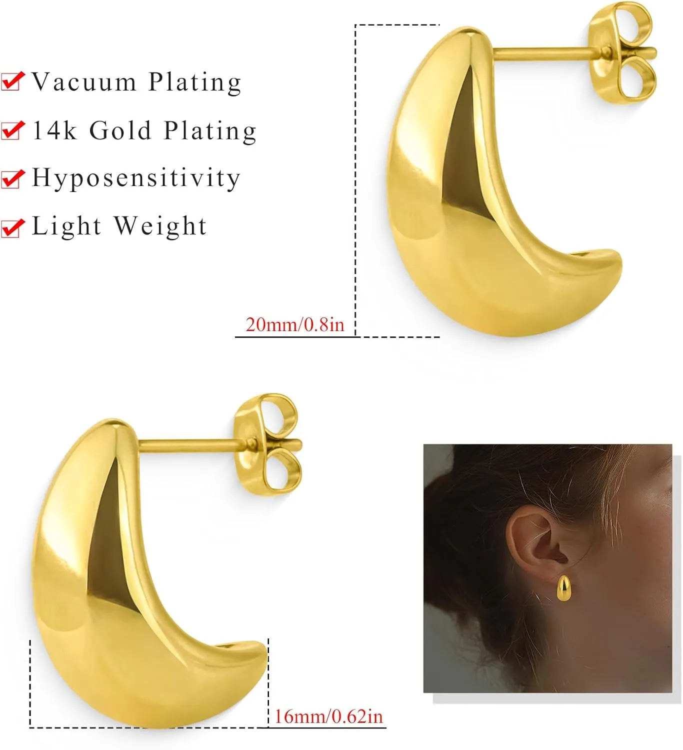 Earrings for Women, 14K Gold Hoop Earrings for Women & Silver Hoop Earrings for Women, Hypoallergenic Earrings Set for Women, Trendy Jewelry Gifts for Lover Mom