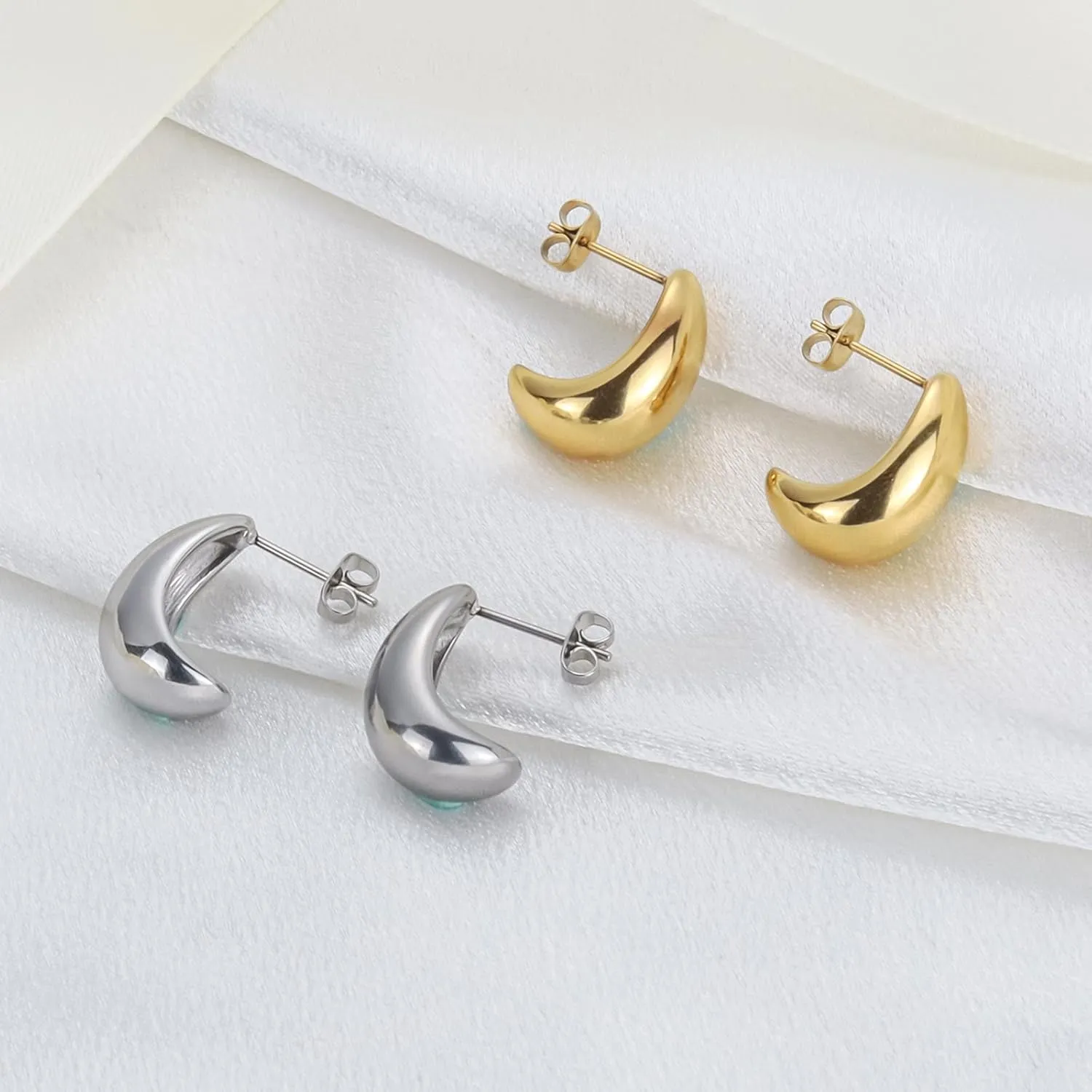 Earrings for Women, 14K Gold Hoop Earrings for Women & Silver Hoop Earrings for Women, Hypoallergenic Earrings Set for Women, Trendy Jewelry Gifts for Lover Mom
