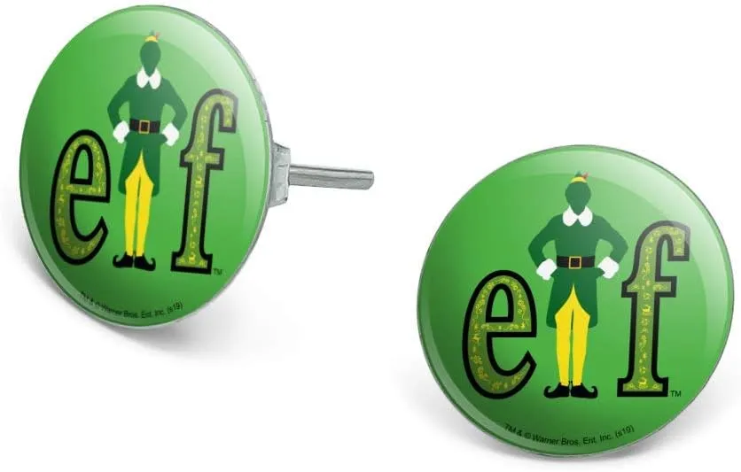 Elf Movie Logo Novelty Silver Plated Stud Earrings