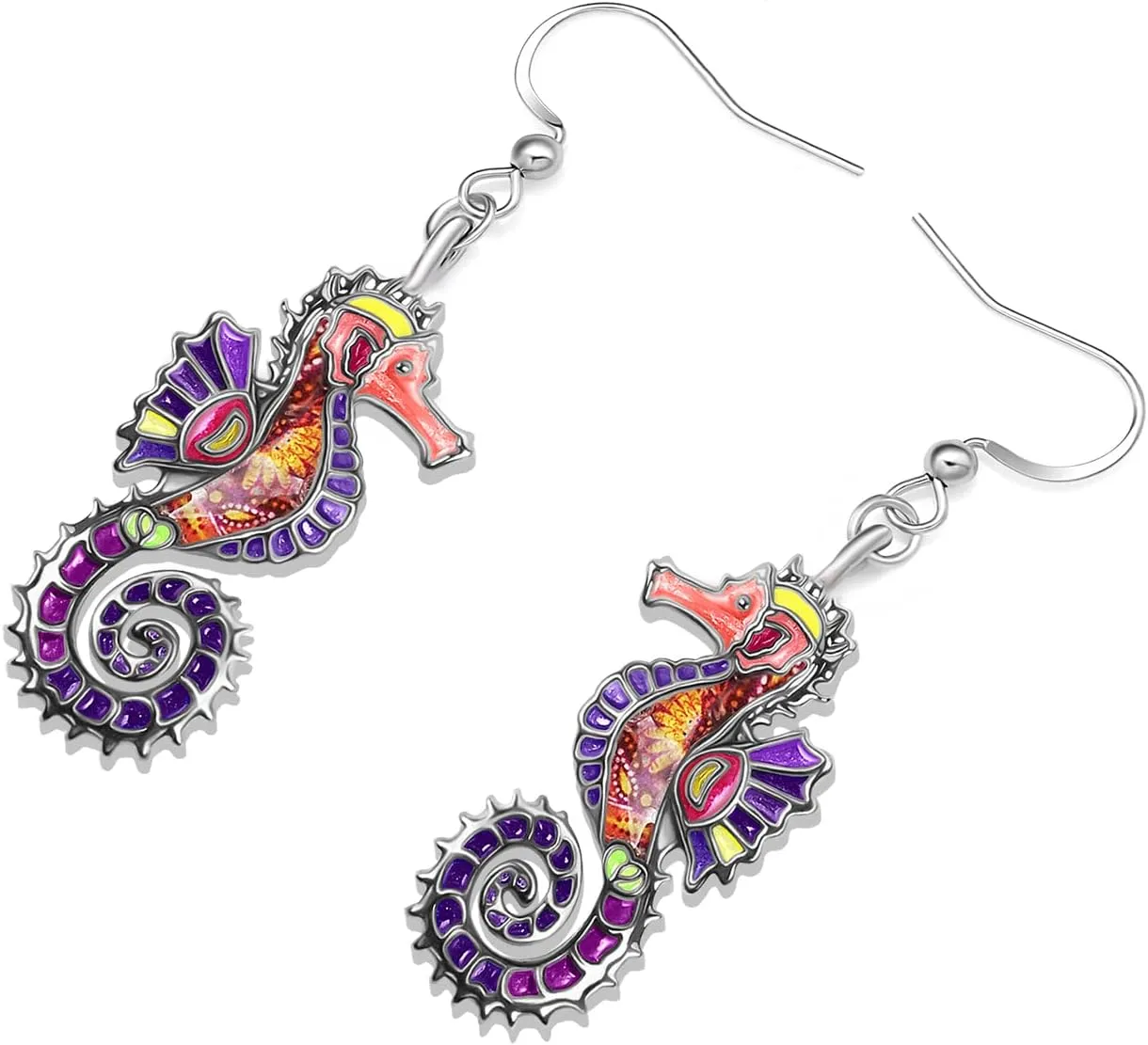 Enamel Alloy Cute Seahorse Earrings Dangle Fun Beach Earrings for Women Summer Jewelry Gifts