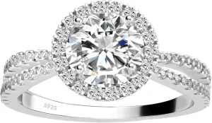 Engagement Promise Wedding Rings for Women - 1 Carat D Color VVS1 Round Crushed Ice Diamond, S925 Sterling Silver Rings 18K Gold Plated Women's Wedding Rings Promise Ring for Her, Diamond Rings Set
