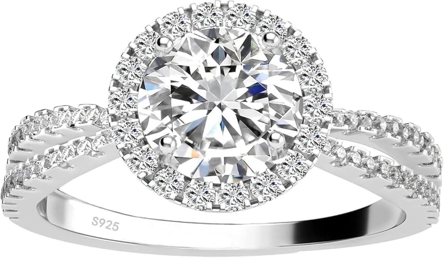 Engagement Promise Wedding Rings for Women - 1 Carat D Color VVS1 Round Crushed Ice Diamond, S925 Sterling Silver Rings 18K Gold Plated Women's Wedding Rings Promise Ring for Her, Diamond Rings Set