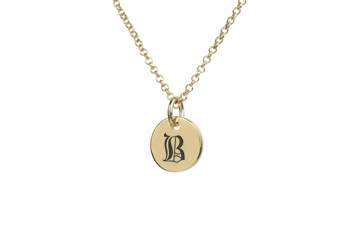 Engraved Letter Pendant - Custom Name Initial Jewelry - Round Design Necklace - Personalized Gift for Her