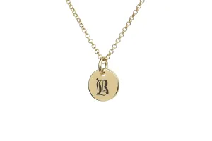Engraved Letter Pendant - Custom Name Initial Jewelry - Round Design Necklace - Personalized Gift for Her