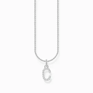 Essentials Sterling Silver With Zirconia letter C Pendant Necklace KE2242-051-14-L45V