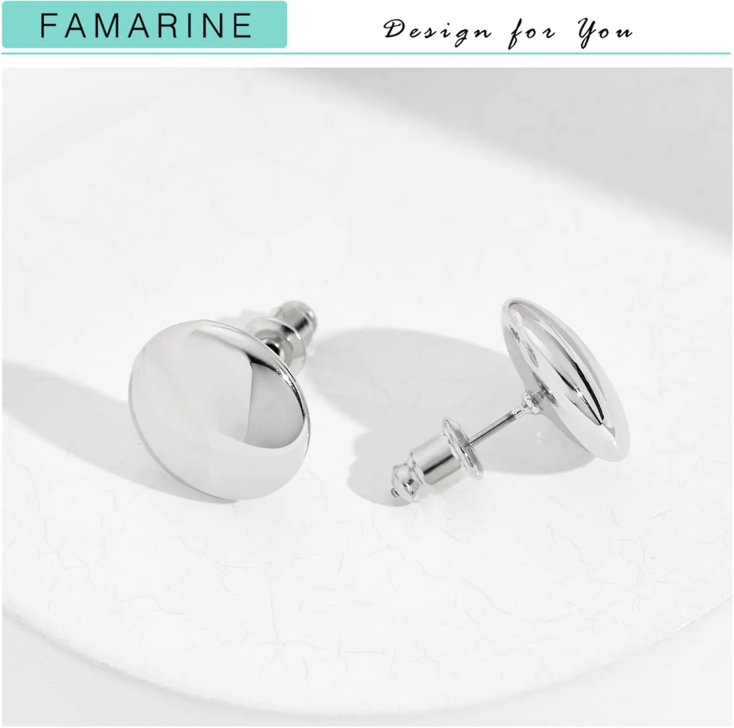 FAMARINE Dot Earrings Gold Silver Stud Earrings for Women Flat Round Earrings Minimalist Earrings