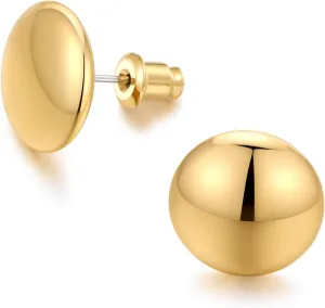 FAMARINE Dot Earrings Gold Silver Stud Earrings for Women Flat Round Earrings Minimalist Earrings