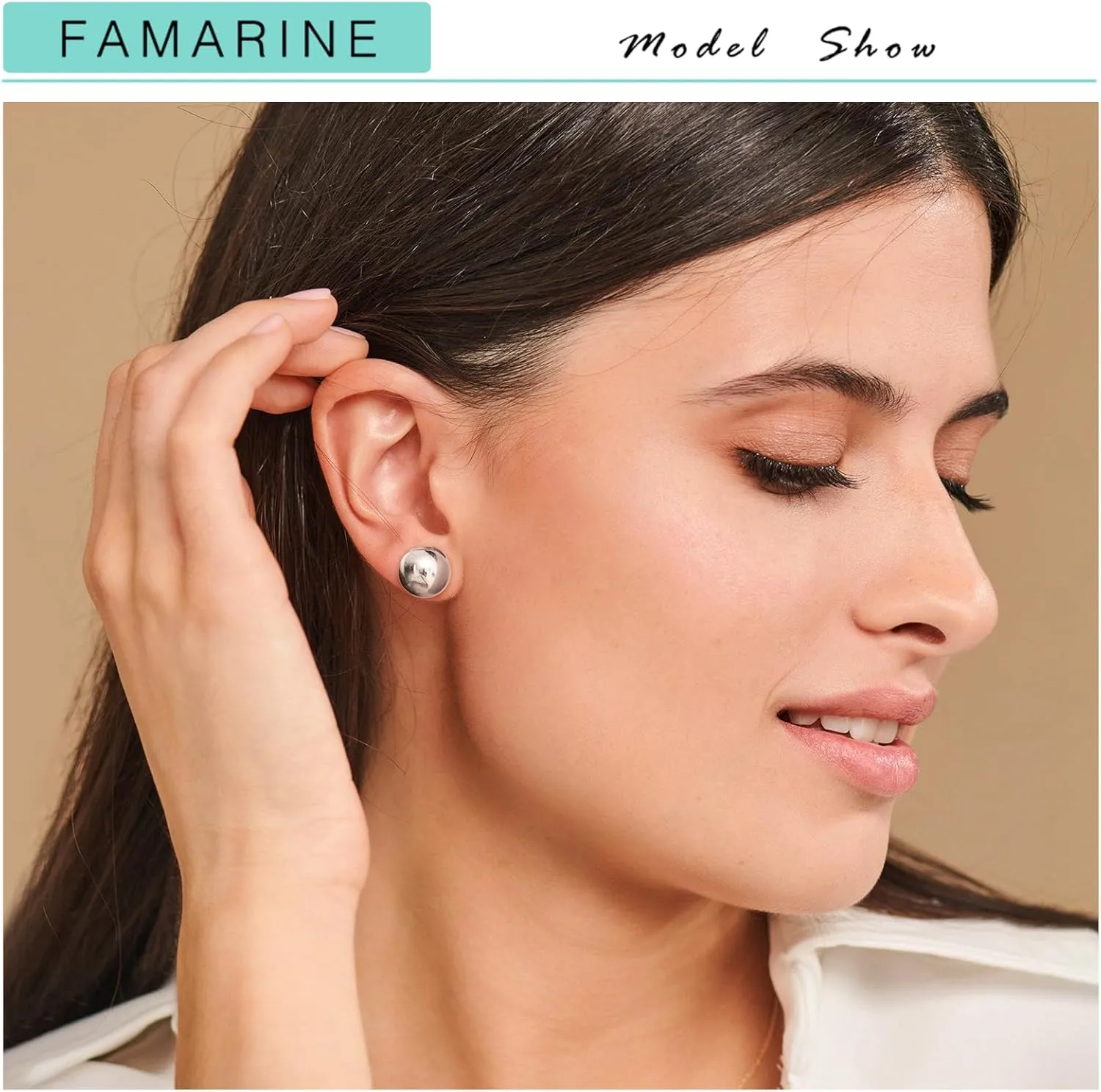 FAMARINE Dot Earrings Gold Silver Stud Earrings for Women Flat Round Earrings Minimalist Earrings