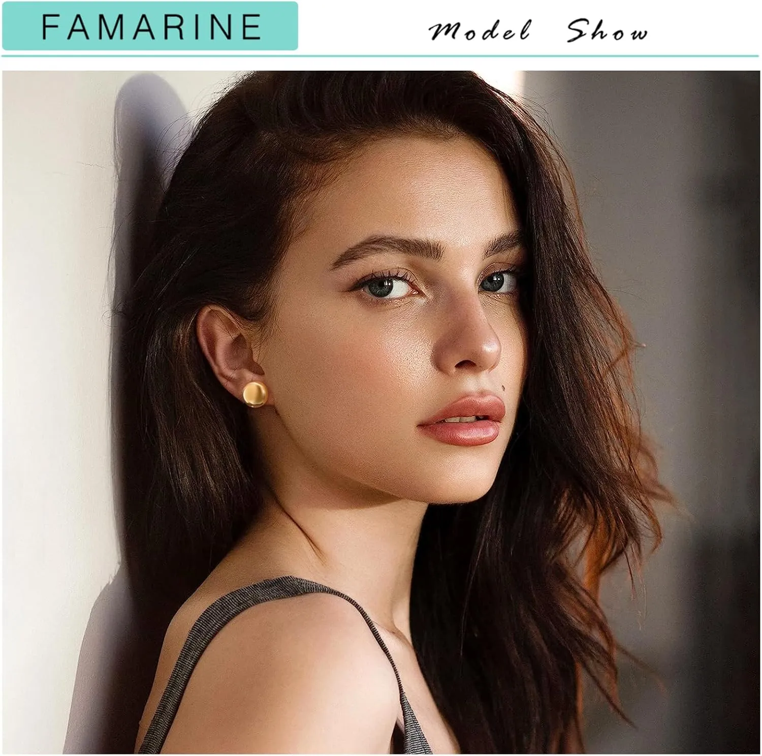 FAMARINE Dot Earrings Gold Silver Stud Earrings for Women Flat Round Earrings Minimalist Earrings