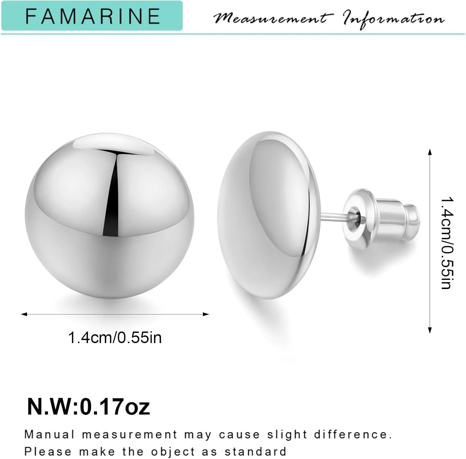 FAMARINE Dot Earrings Gold Silver Stud Earrings for Women Flat Round Earrings Minimalist Earrings