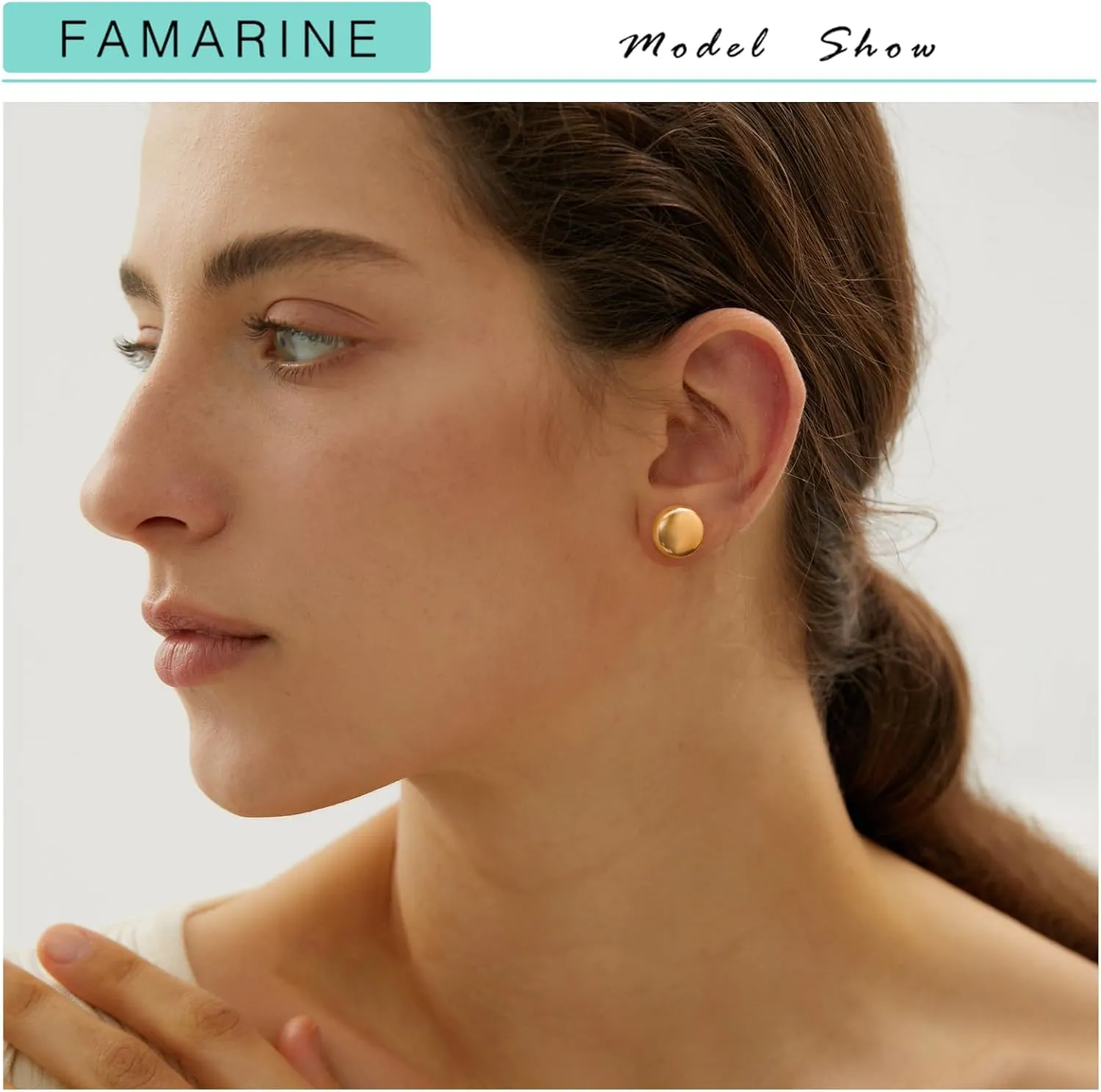 FAMARINE Dot Earrings Gold Silver Stud Earrings for Women Flat Round Earrings Minimalist Earrings