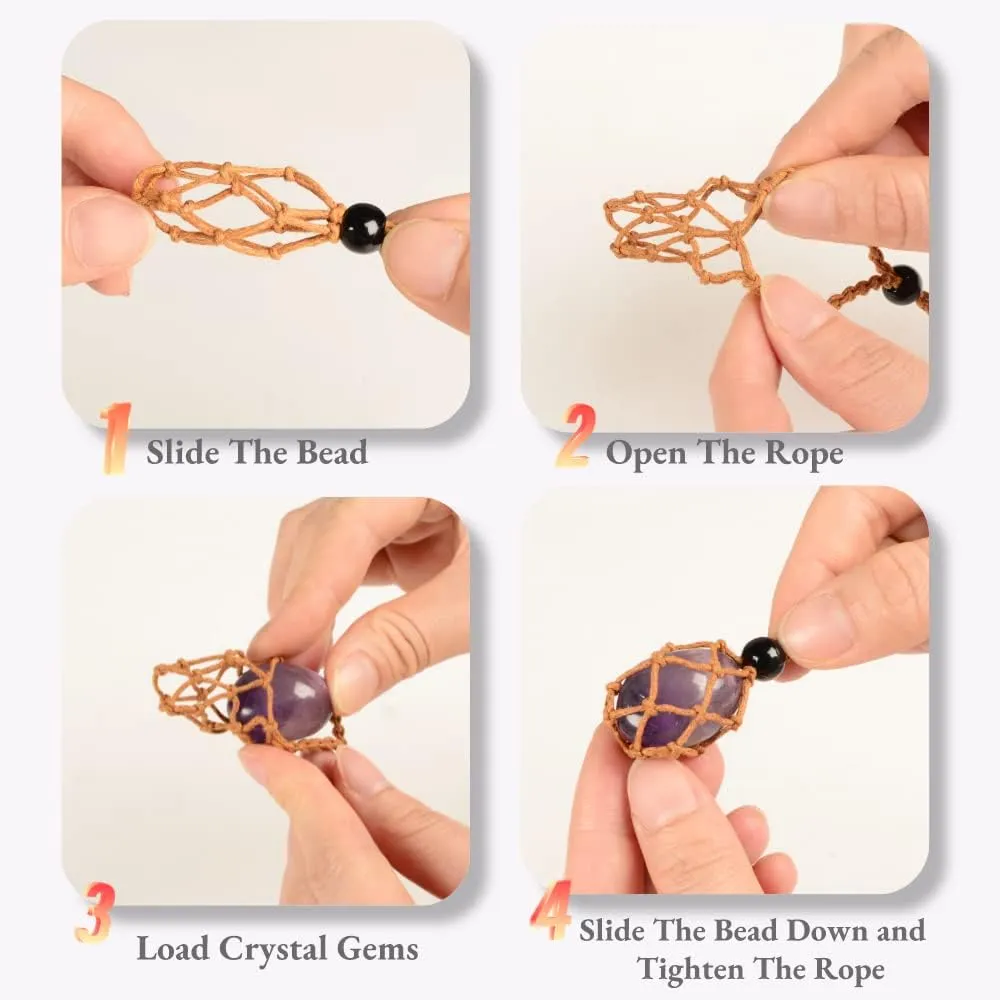 FANASY 18 PCS Crystal Cage Necklace Cord Empty Stone Holder Pendant Stone Replacement with Adjustable Length