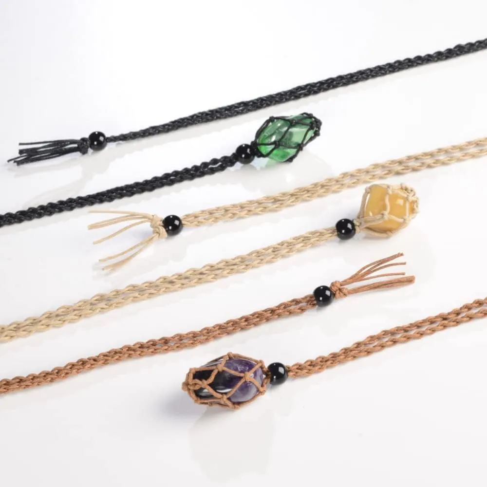 FANASY 18 PCS Crystal Cage Necklace Cord Empty Stone Holder Pendant Stone Replacement with Adjustable Length