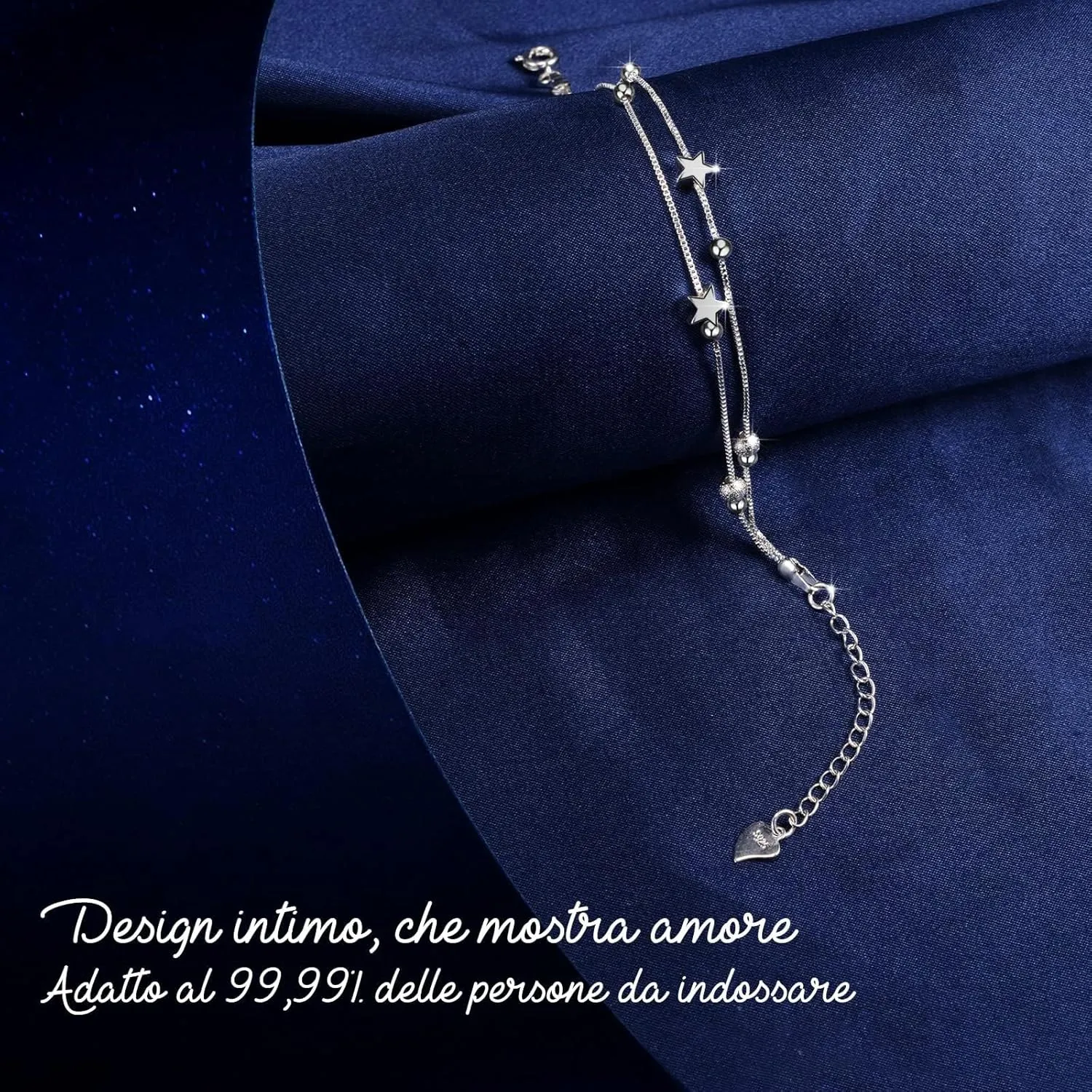 FANCIBAND 925 Sterling Silver Charm Bracelets for Women, Dainty Silver Chain Adjustable Beaded Bracelet Simple Jewelry Gifts for Women