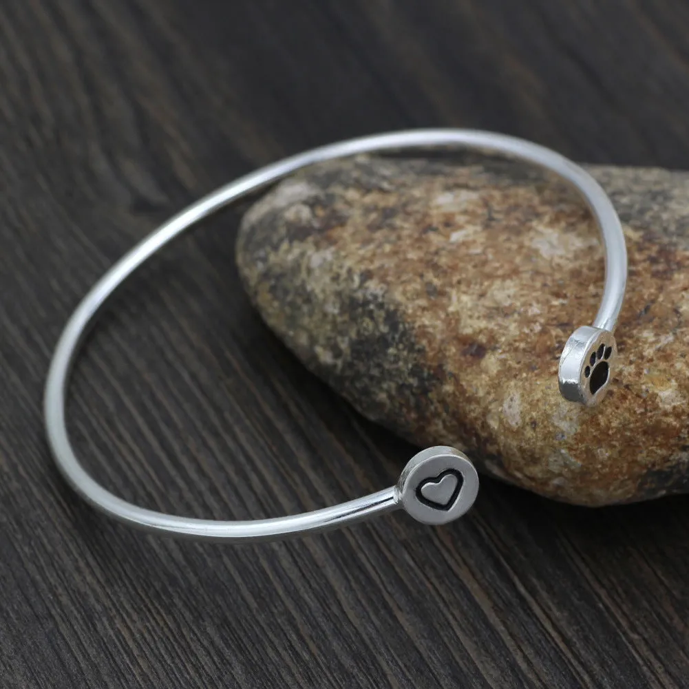 Fashion dog palm simple love silver bracelet