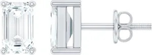 Fathers Day Sale, Certified Lab Grown Diamond Stud Earrings in Gold Plated Silver, Ef-Vs Quality, Diamond Emerald Cut Earrings - Ready to Gift