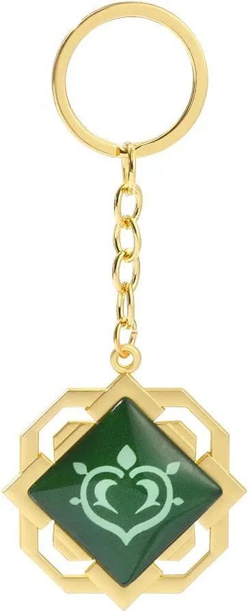 feimeng jewelry Luminous Liyue Vision Keychain - 2 Sides 3D Dendro Element Charm Keyrings Car Door Keys Holder Chains Cosplay, Gifts for Game Fans
