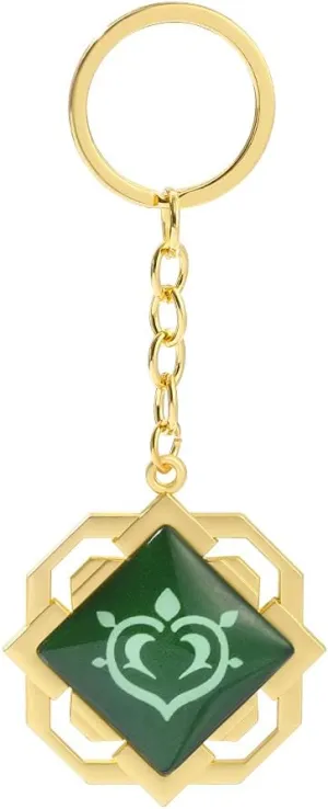 feimeng jewelry Luminous Liyue Vision Keychain - 2 Sides 3D Dendro Element Charm Keyrings Car Door Keys Holder Chains Cosplay, Gifts for Game Fans