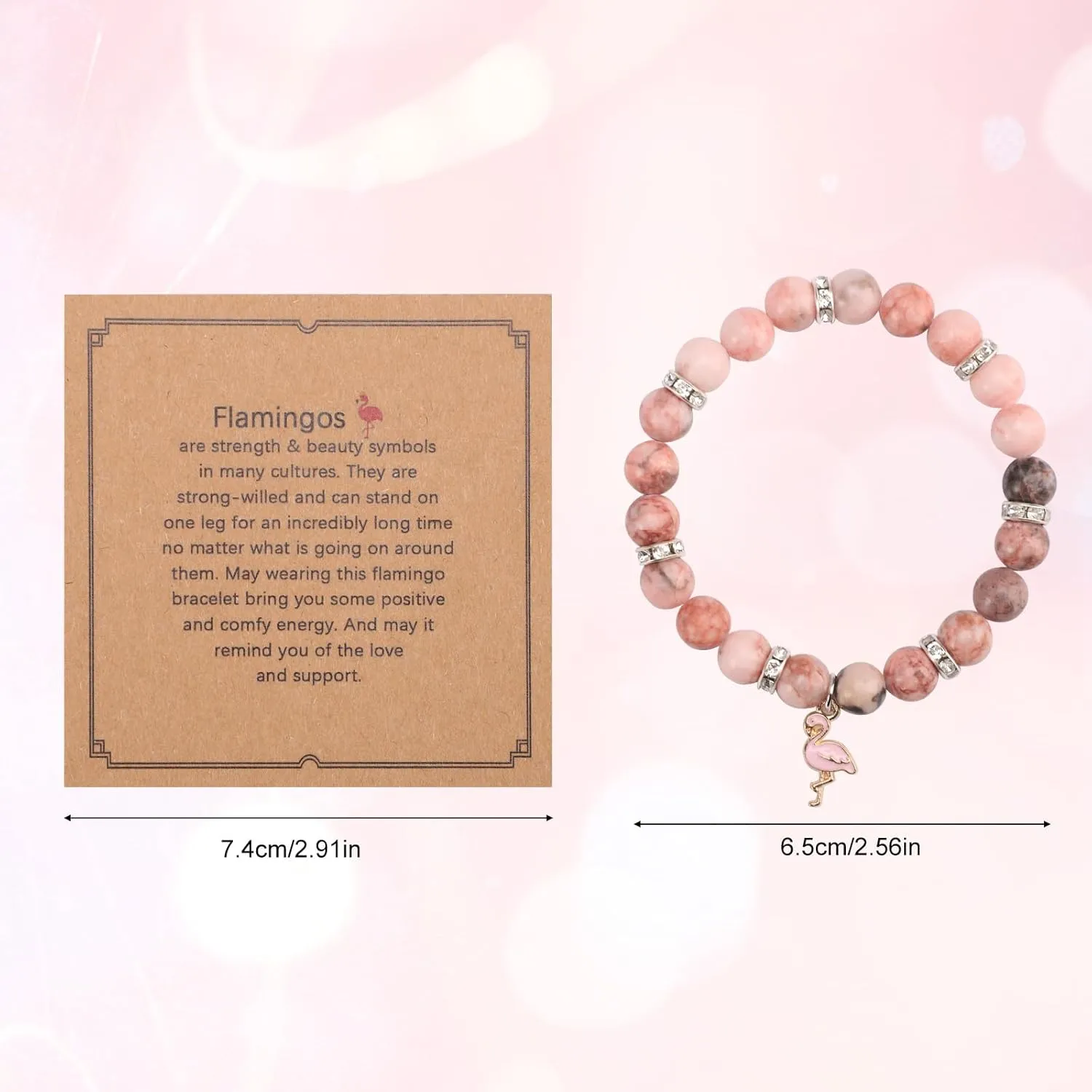 Flamingo Bracelet, Stone Beaded Bracelets with Flamingo Pendants Trendy Flamingo Jewelry Bracelet Gemstone Bracelet Jewelry Gift for Woman