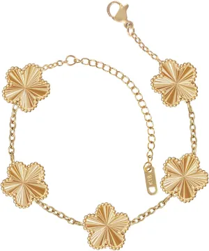for 18K Gold Plated Clover Bracelet Set for Women Fashion Simple Four Leaf Lucky Flower Bracelets Jewelry Gifts for Women Mom Sister Besties Grandmother wife Her