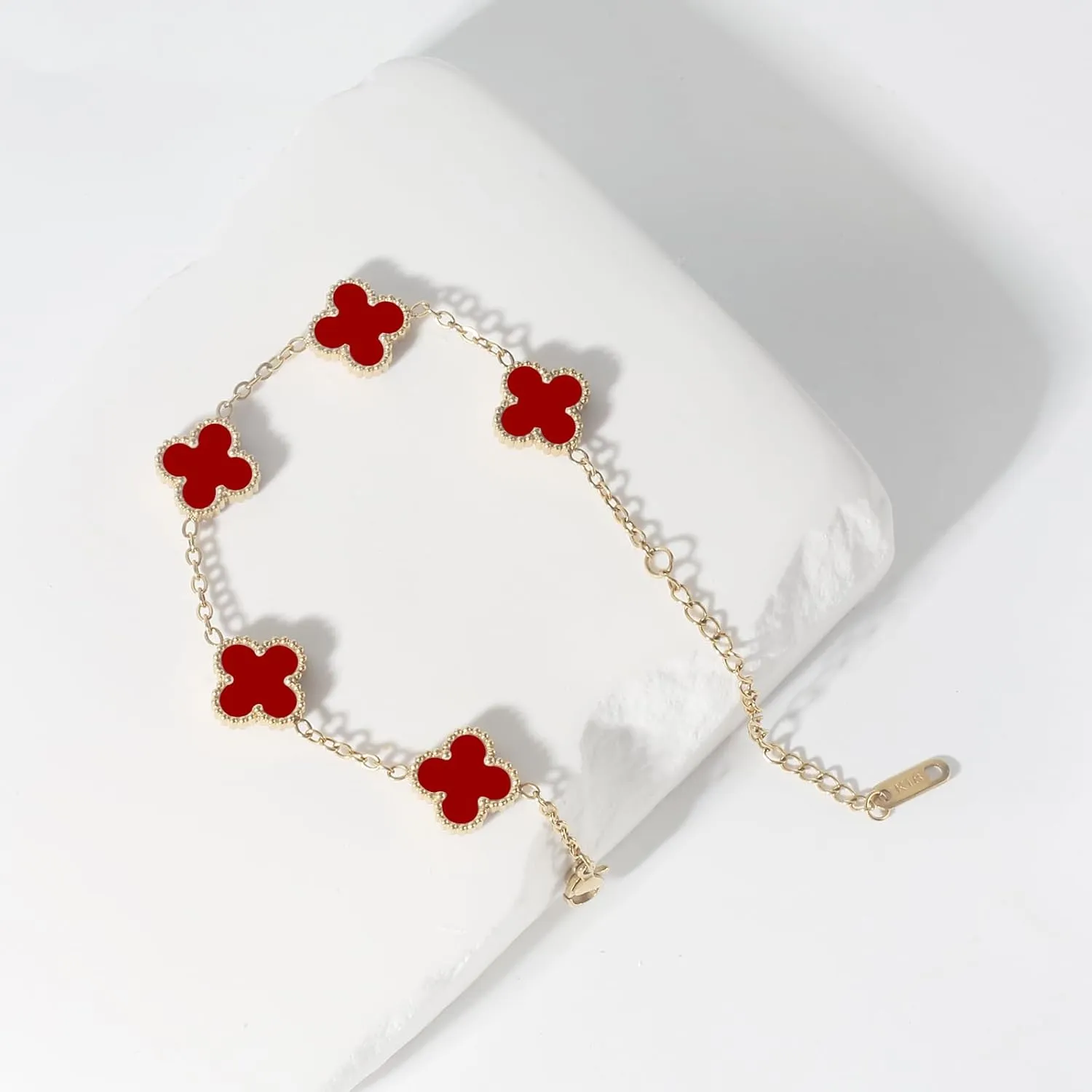for 18K Gold Plated Clover Bracelet Set for Women Fashion Simple Four Leaf Lucky Flower Bracelets Jewelry Gifts for Women Mom Sister Besties Grandmother wife Her