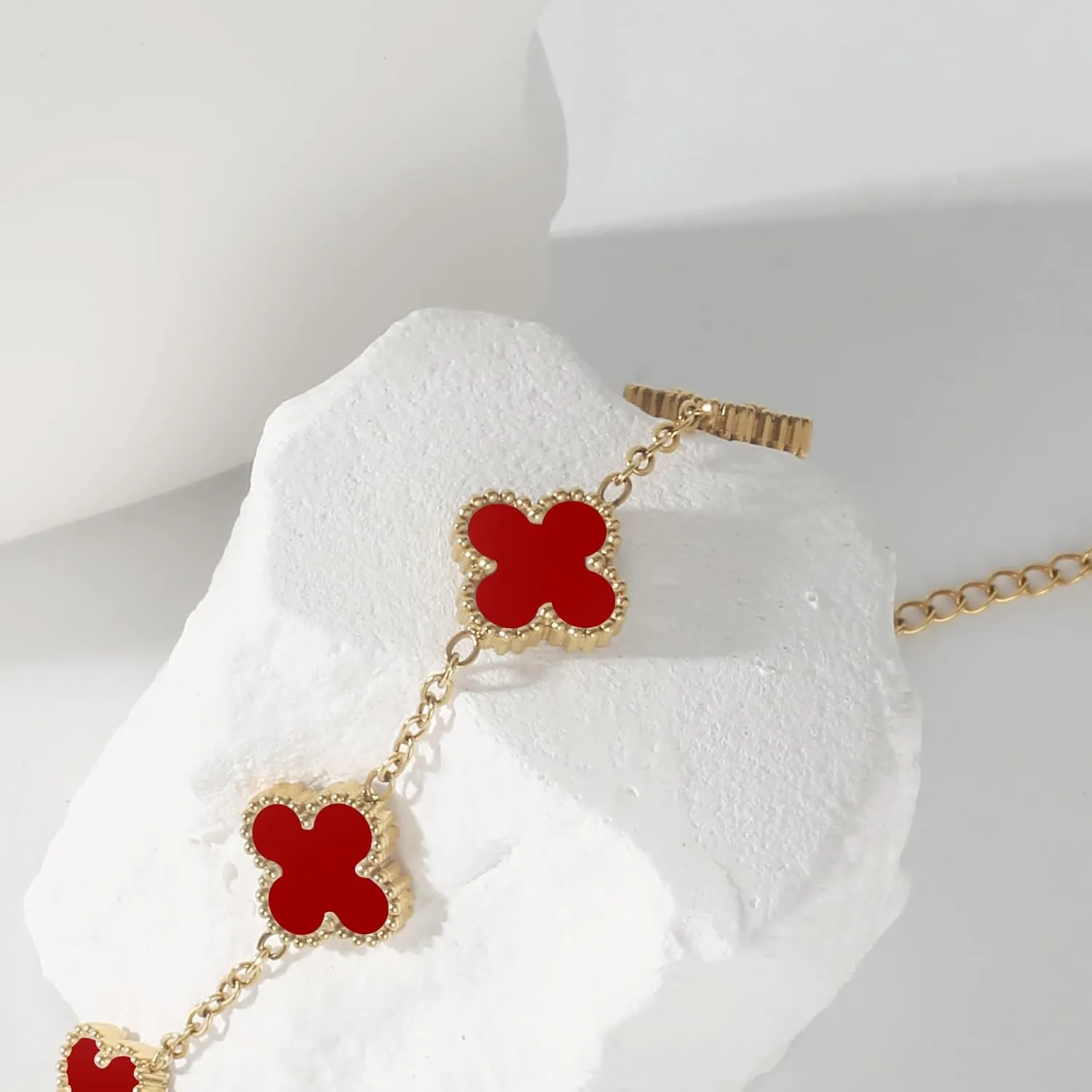 for 18K Gold Plated Clover Bracelet Set for Women Fashion Simple Four Leaf Lucky Flower Bracelets Jewelry Gifts for Women Mom Sister Besties Grandmother wife Her