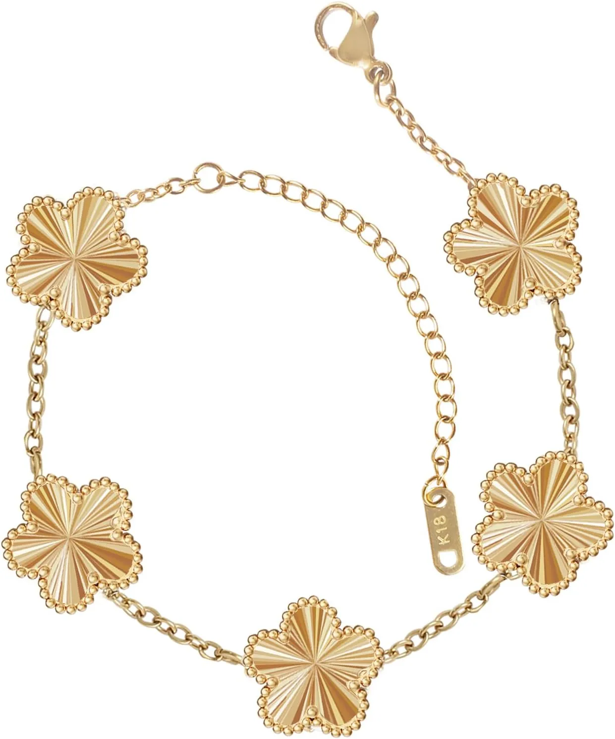 for 18K Gold Plated Clover Bracelet Set for Women Fashion Simple Four Leaf Lucky Flower Bracelets Jewelry Gifts for Women Mom Sister Besties Grandmother wife Her