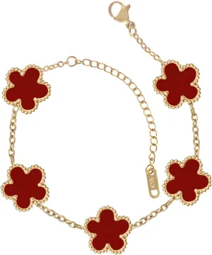 for 18K Gold Plated Clover Bracelet Set for Women Fashion Simple Four Leaf Lucky Flower Bracelets Jewelry Gifts for Women Mom Sister Besties Grandmother wife Her