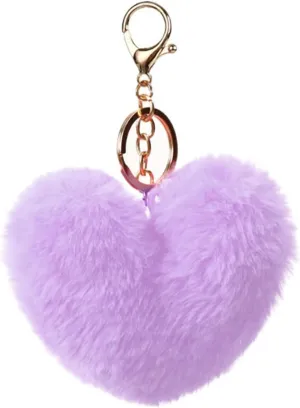 FORUBUS Heart Shaped Leopard Pom Pom Ball Keychain - Fun Accessory for Stylish Women