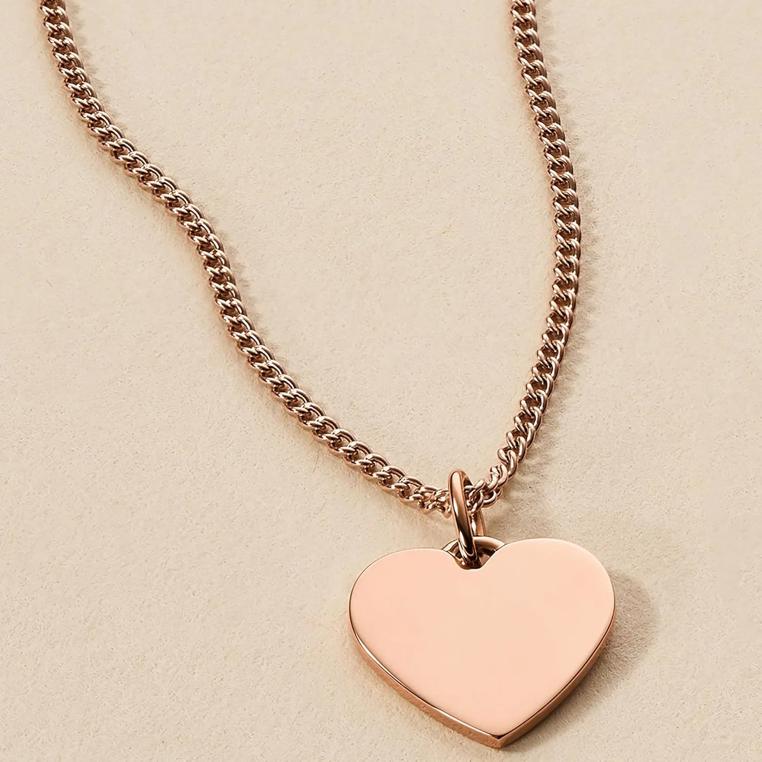 Fossil Women's Plated Stainless Steel Engravable Personalized Gift Pendant Chain Necklace for Women