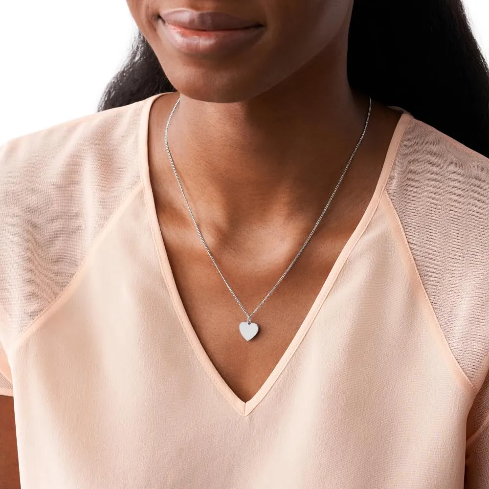 Fossil Women's Plated Stainless Steel Engravable Personalized Gift Pendant Chain Necklace for Women