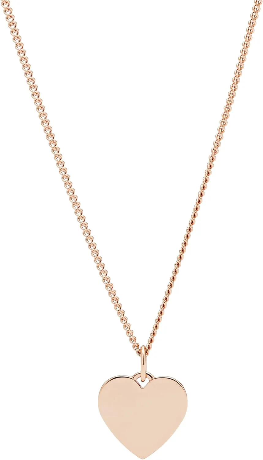 Fossil Women's Plated Stainless Steel Engravable Personalized Gift Pendant Chain Necklace for Women
