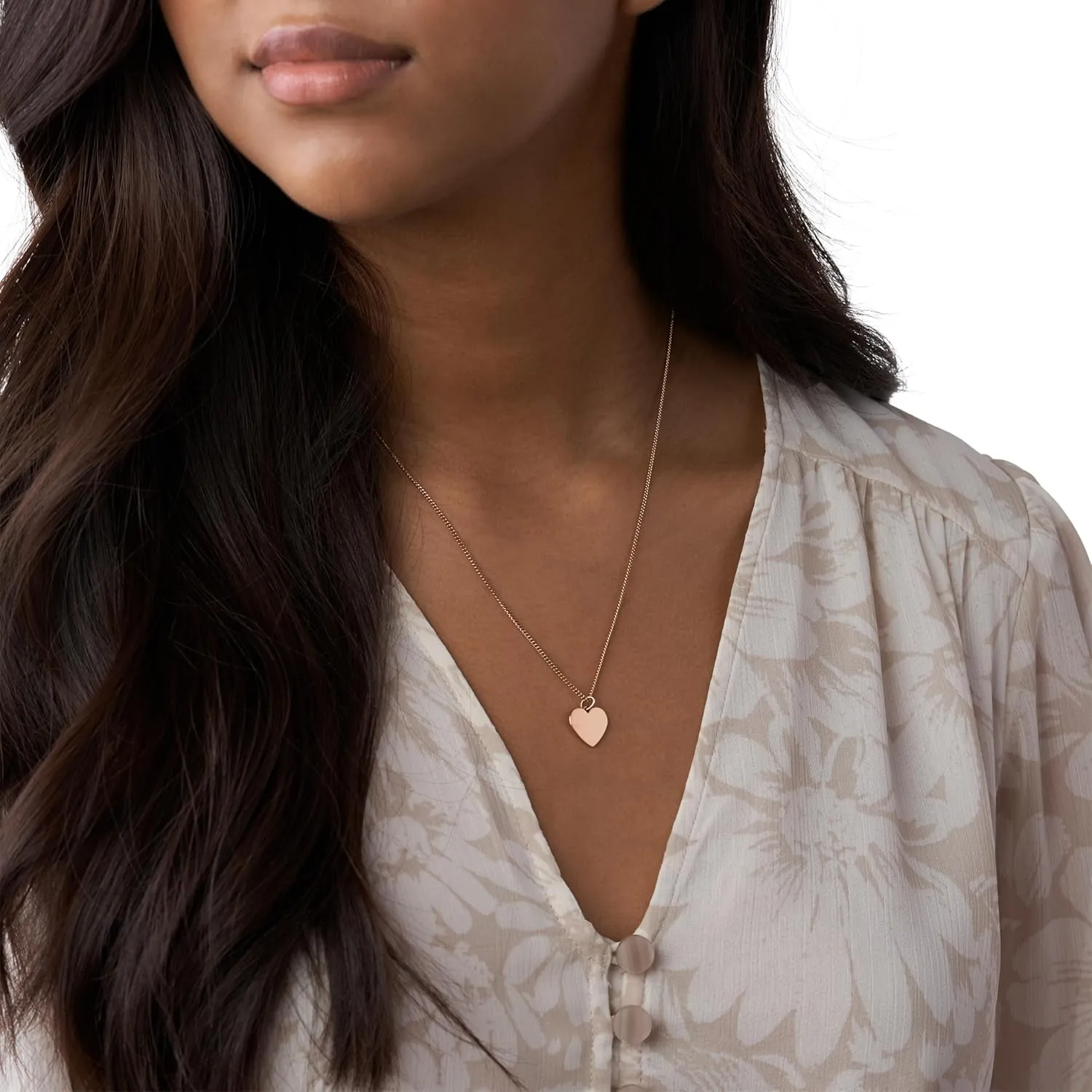 Fossil Women's Plated Stainless Steel Engravable Personalized Gift Pendant Chain Necklace for Women