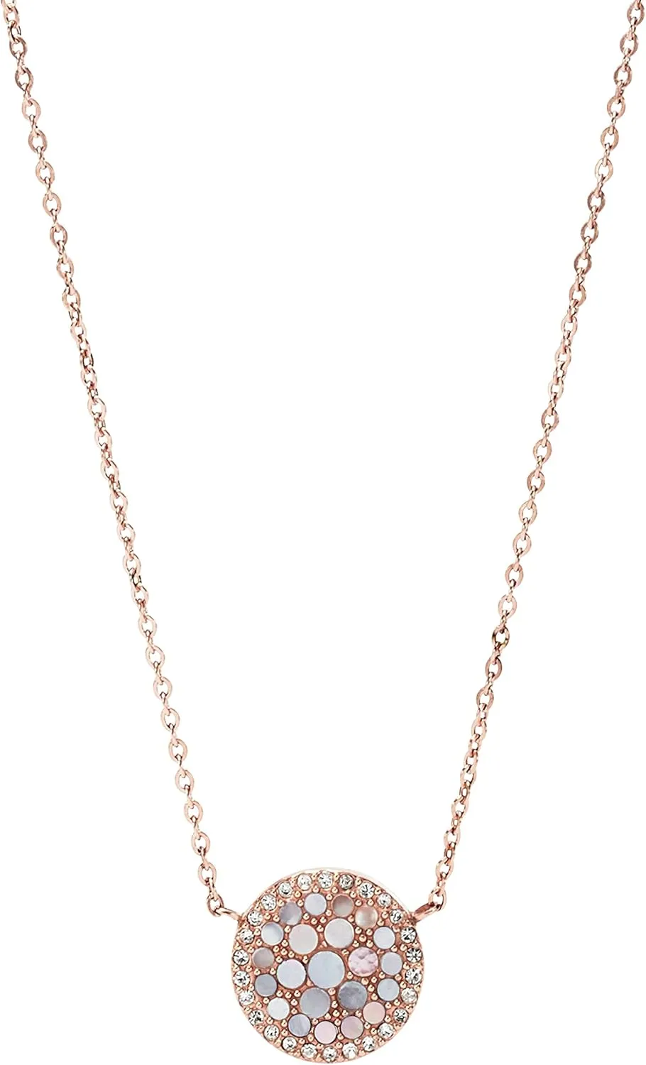 Fossil Women's Rose Gold-Tone Stainless Steel Pendant Chain Necklace for Women