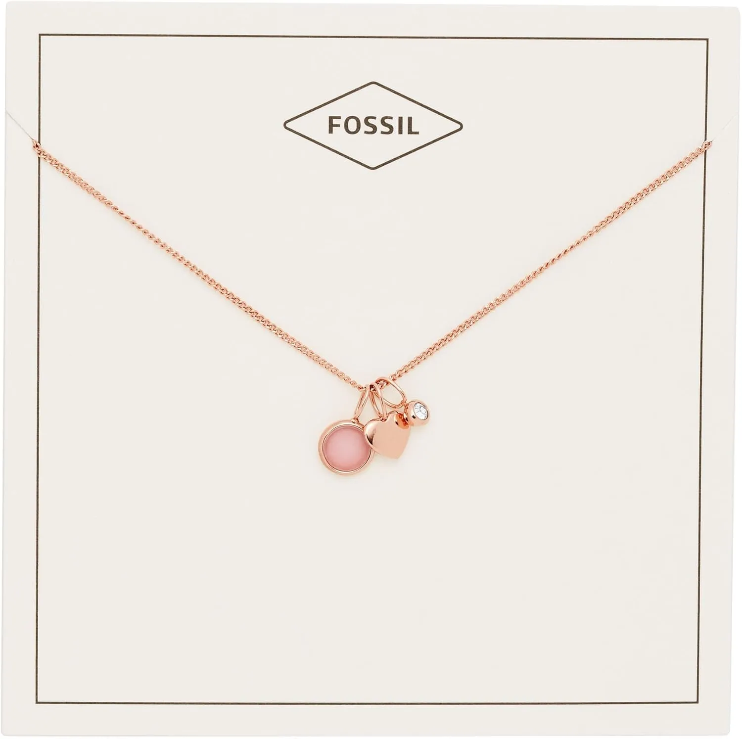 Fossil Women's Rose Gold-Tone Stainless Steel Pendant Chain Necklace for Women