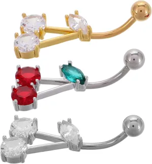FRCOLOR 3pcs Navel Button Rings Cute Cherry Belly Button Jewelry Piercing Design Zircon for Fashion Lovers