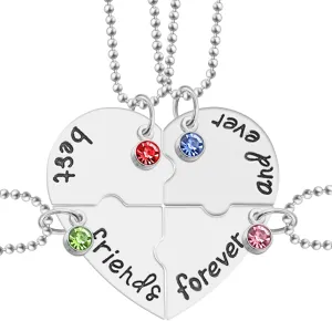 Friendship Necklace - Heart BFF Necklace for 4 Best Friends Forever and Ever Necklace