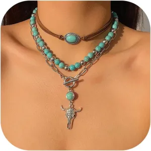 Frodete Western Choker Necklace for Women Turquoise