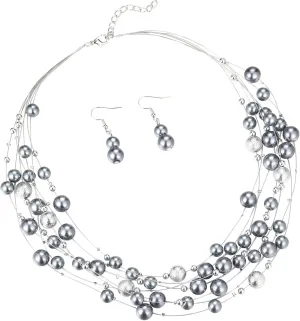 FULU AUTUMN Layered Pearl Necklace Multi-strand Pearl Choker Necklaces for Women Beaded jewelry for Wedding Parties