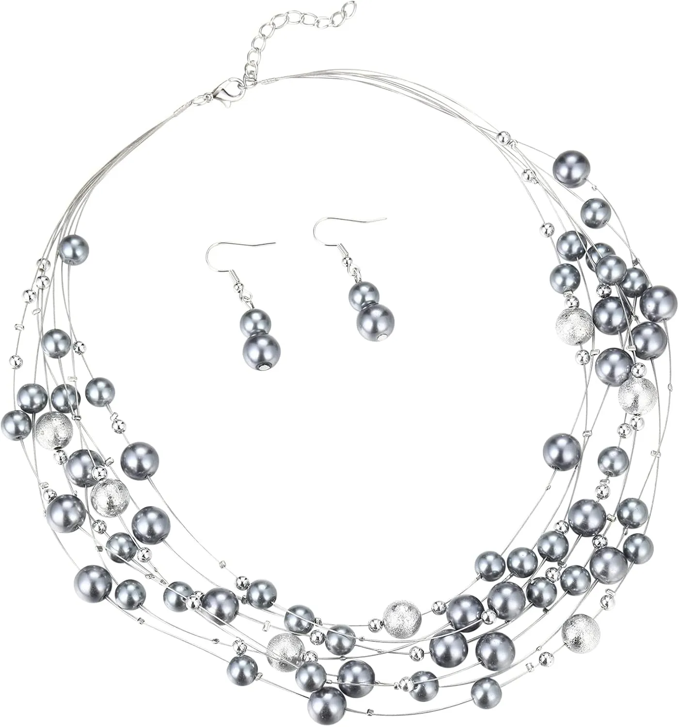 FULU AUTUMN Layered Pearl Necklace Multi-strand Pearl Choker Necklaces for Women Beaded jewelry for Wedding Parties